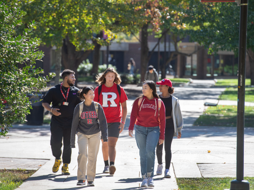 Students walking on Livingston campus